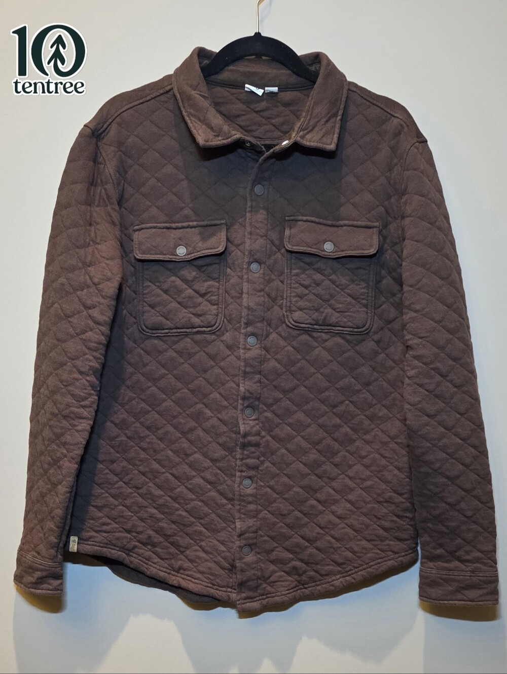 -Tentree- Mens Quilted Colville Shacket In Cedar Bark Heather Sz XL